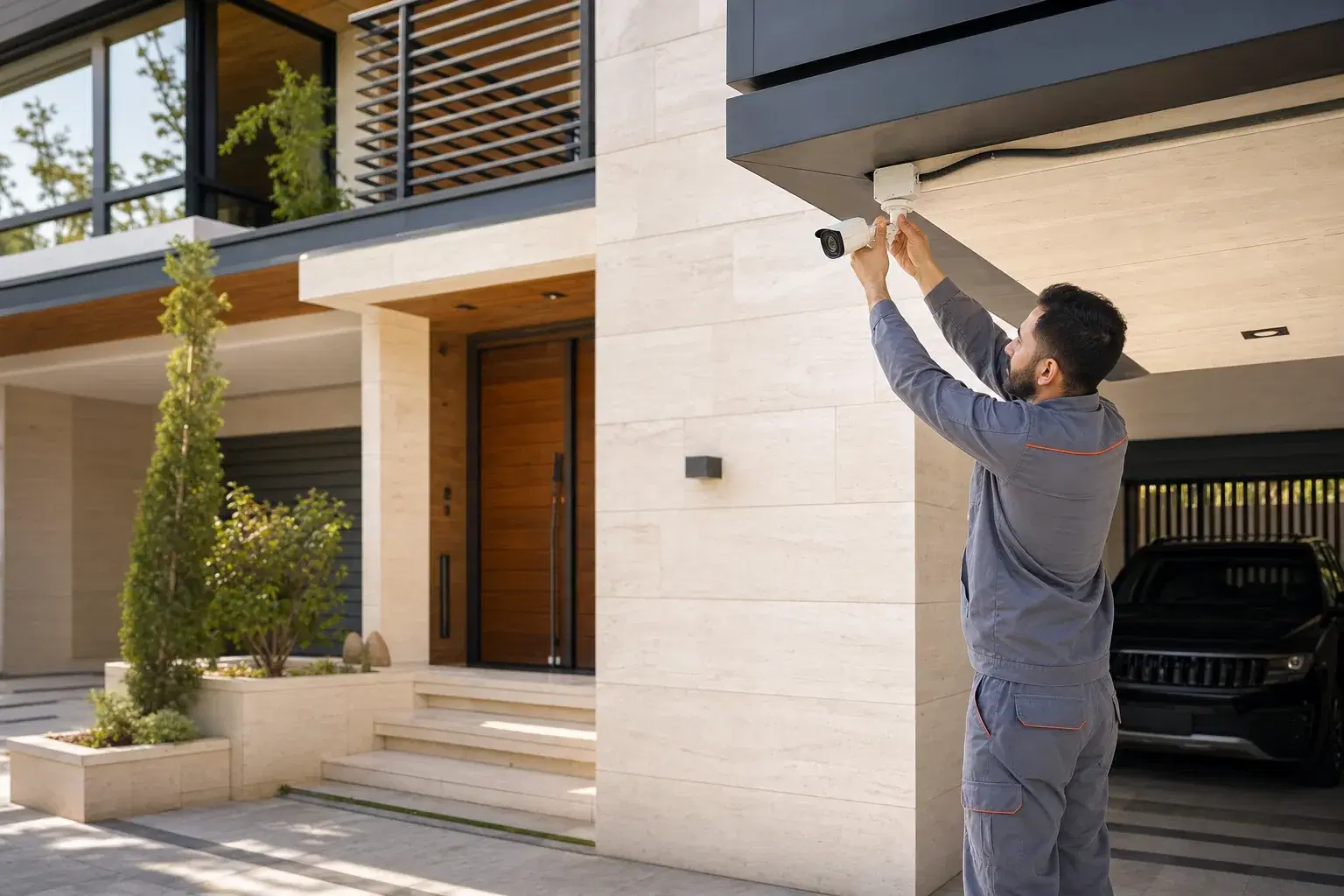 Illustrative scene representing security camera setup